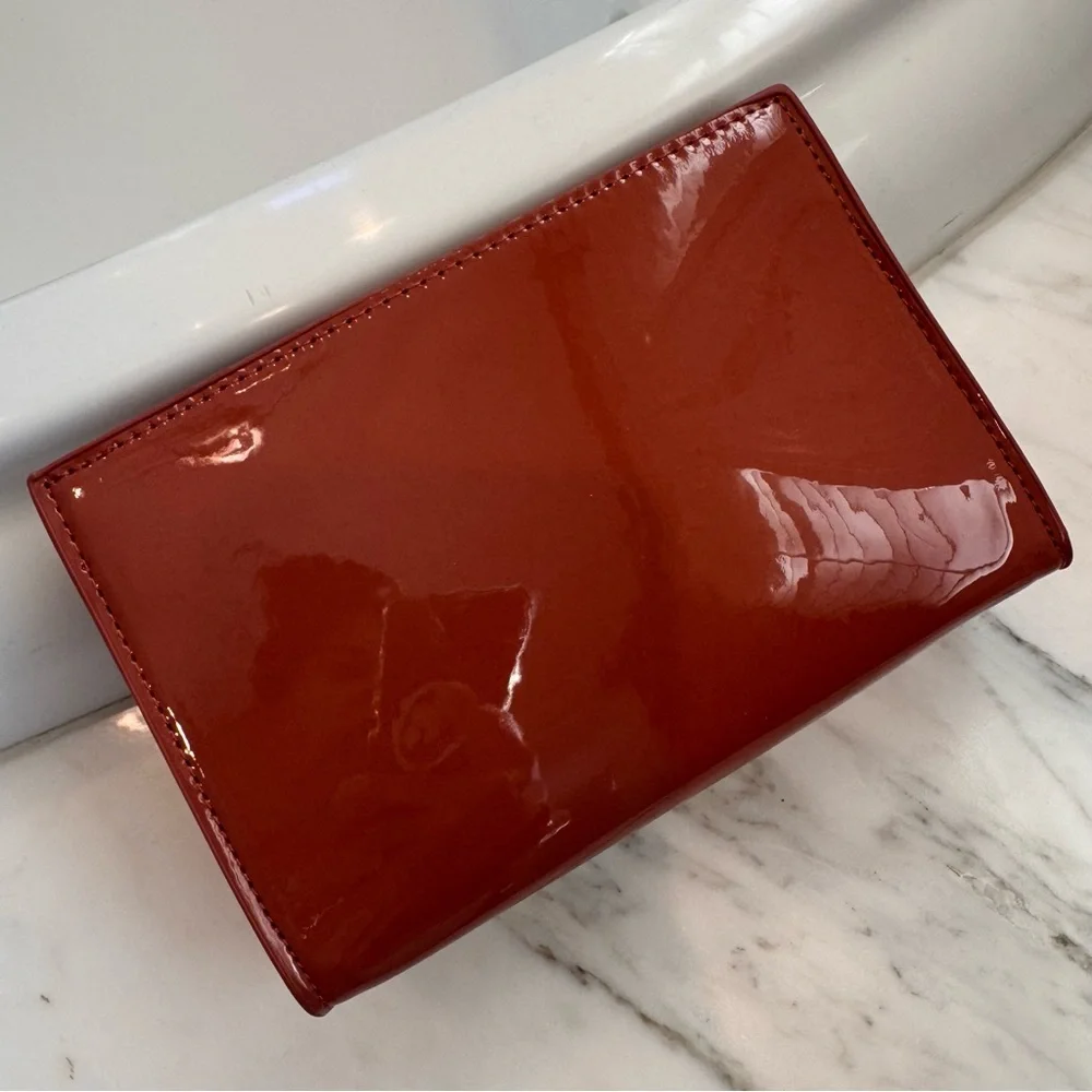 Yves Saint Laurent Patent Leather Makeup Pouch in Deep Burgundy